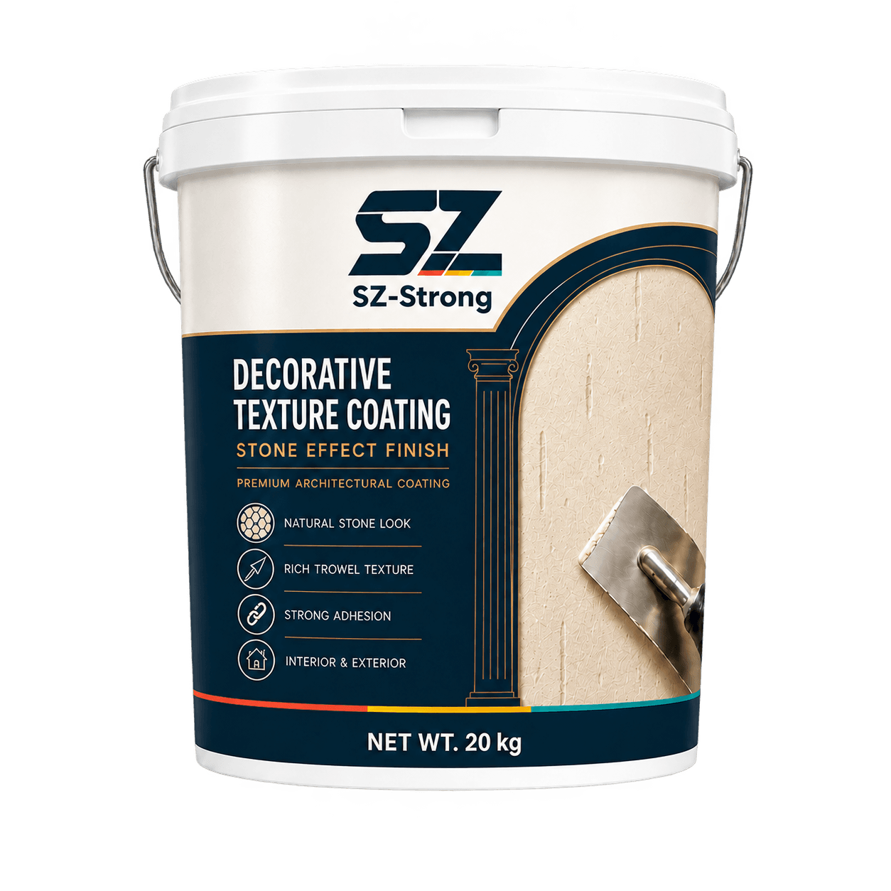 SZ-Strong Decorative Texture Coating pail labelled 20 kg