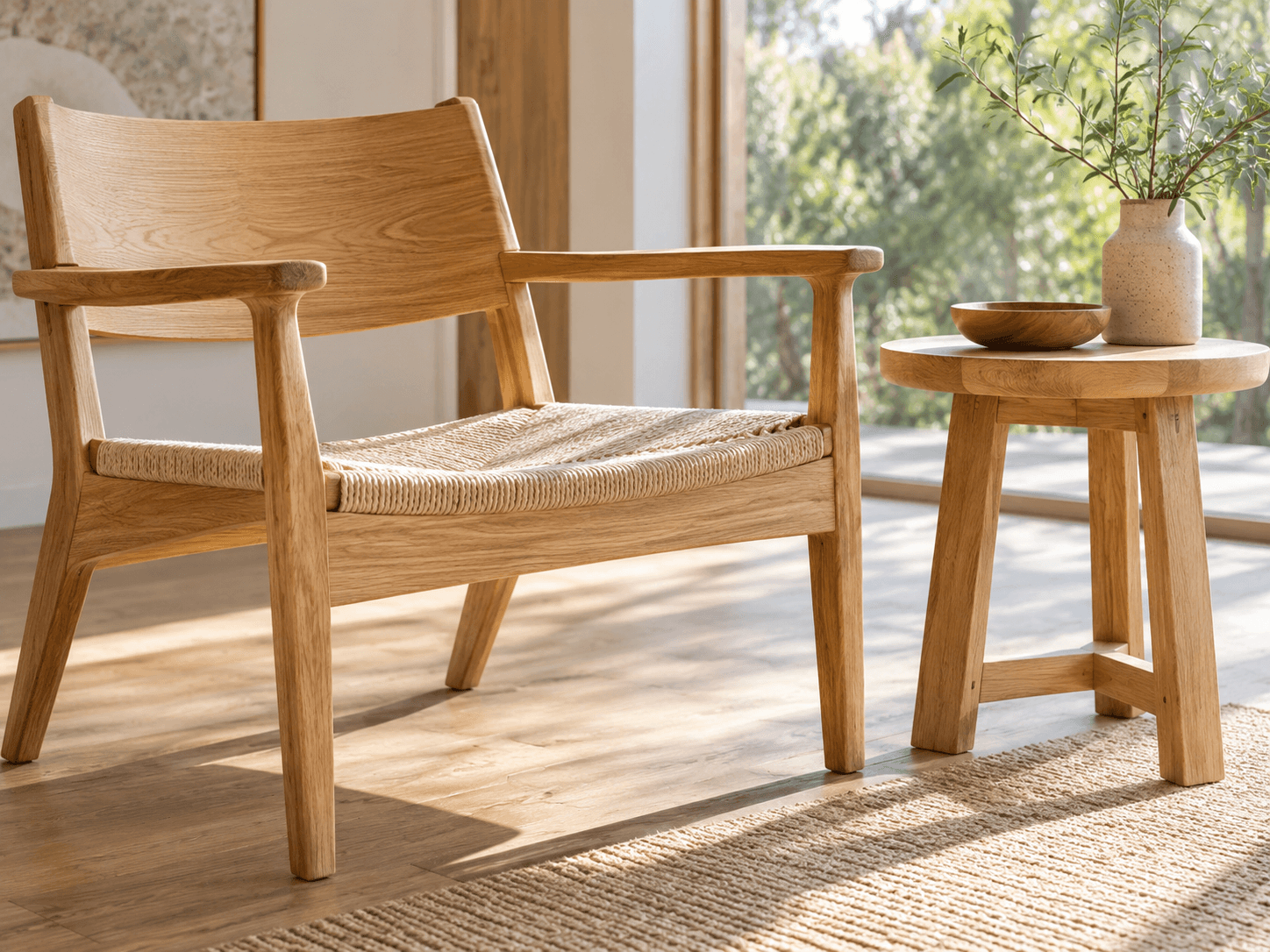 Finished oak furniture with precise bonded joints