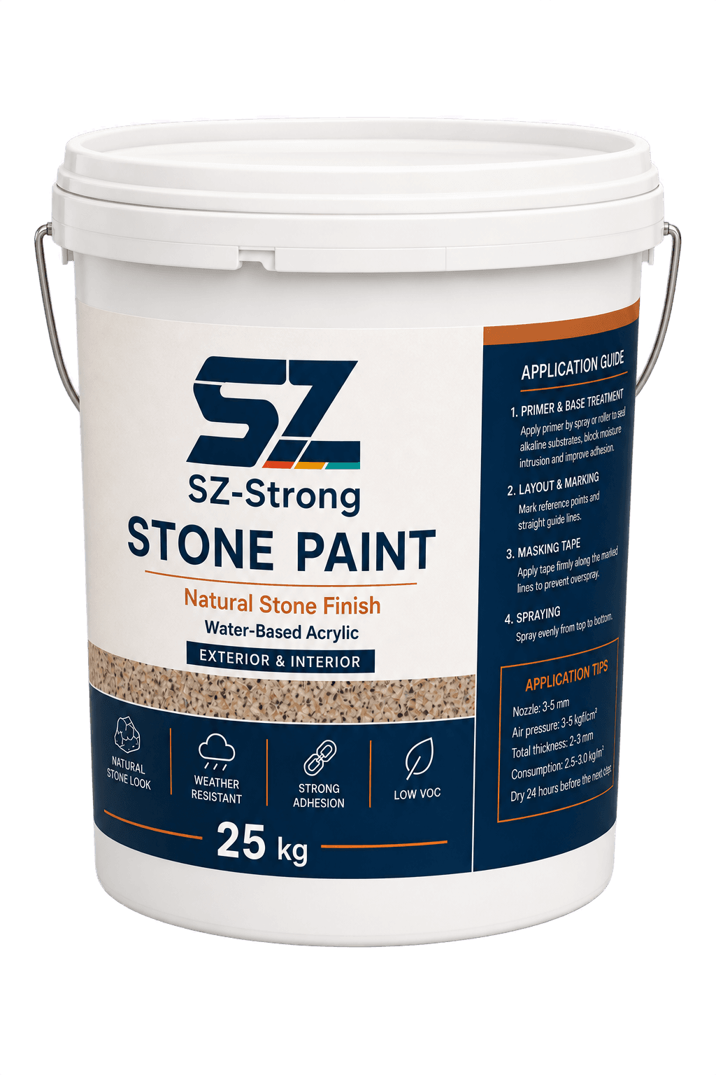 SZ-Strong Stone Paint pail labelled 25 kg