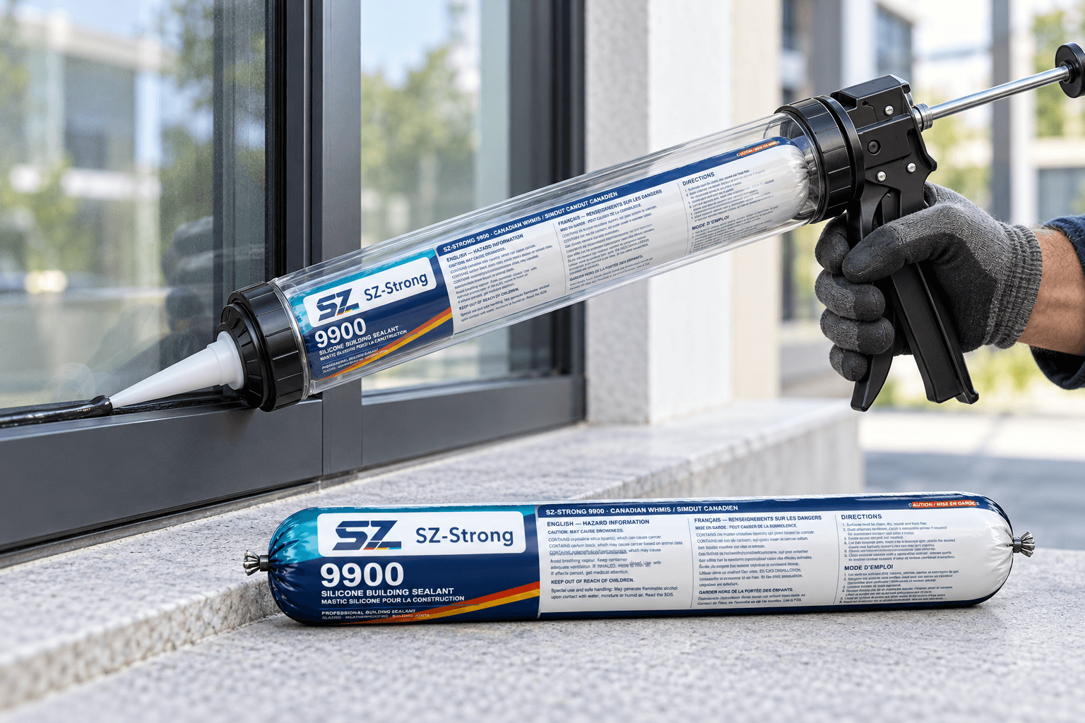SZ-Strong 9900 building sealant being applied along a glazing joint